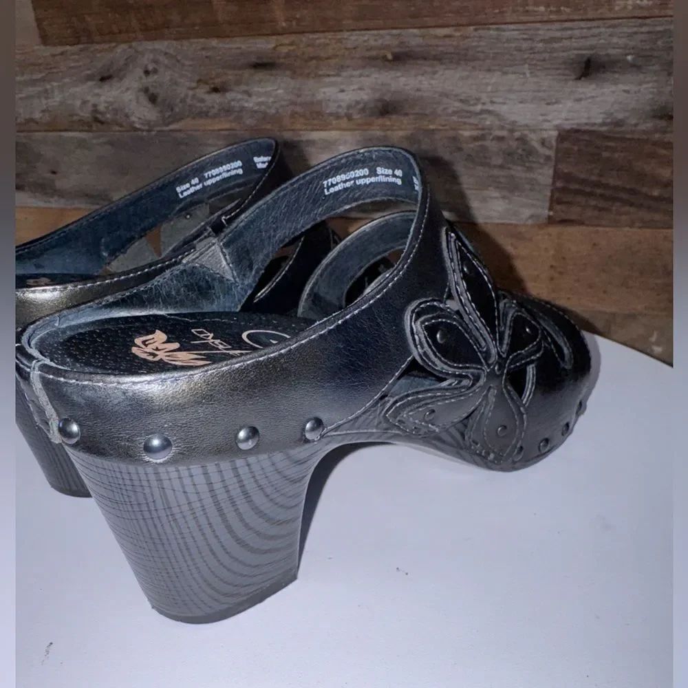 RARE Dansko Nigella Black Leather Floral Studded Mules - EU 40 EUC - Picture 7 of 11